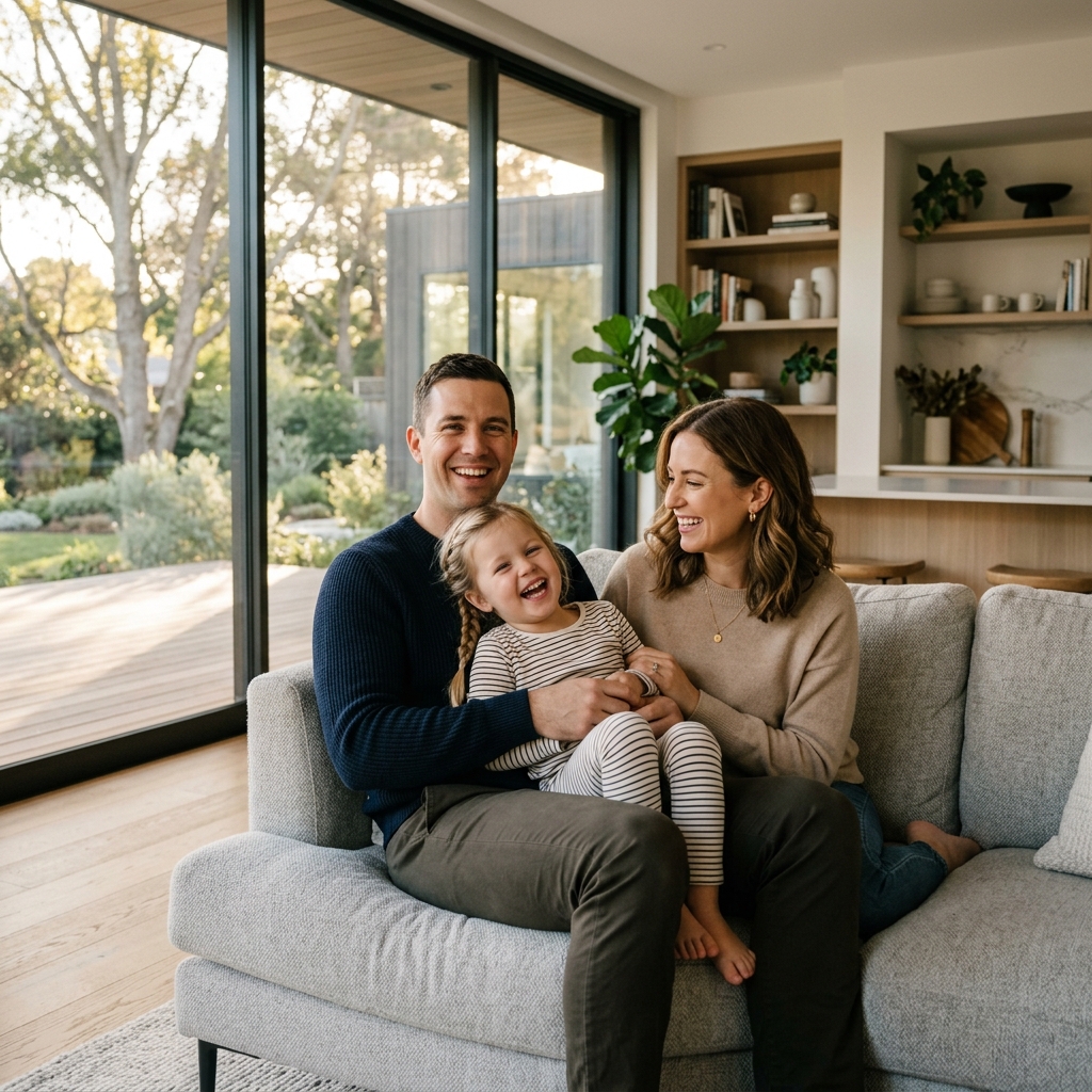 Happy Family with New Home